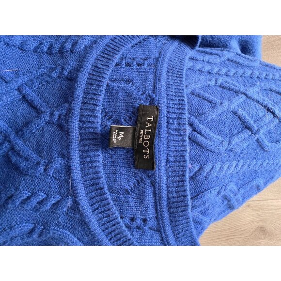 Talbots Blue Cable Knit Button Shoulder Sweater Mp - Picture 6 of 9